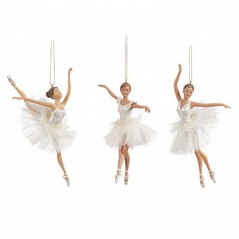 Набор из 3-х ёлочных игрушек Set Of 3 Tulle Swan Lake Ballerinas White 19 cm