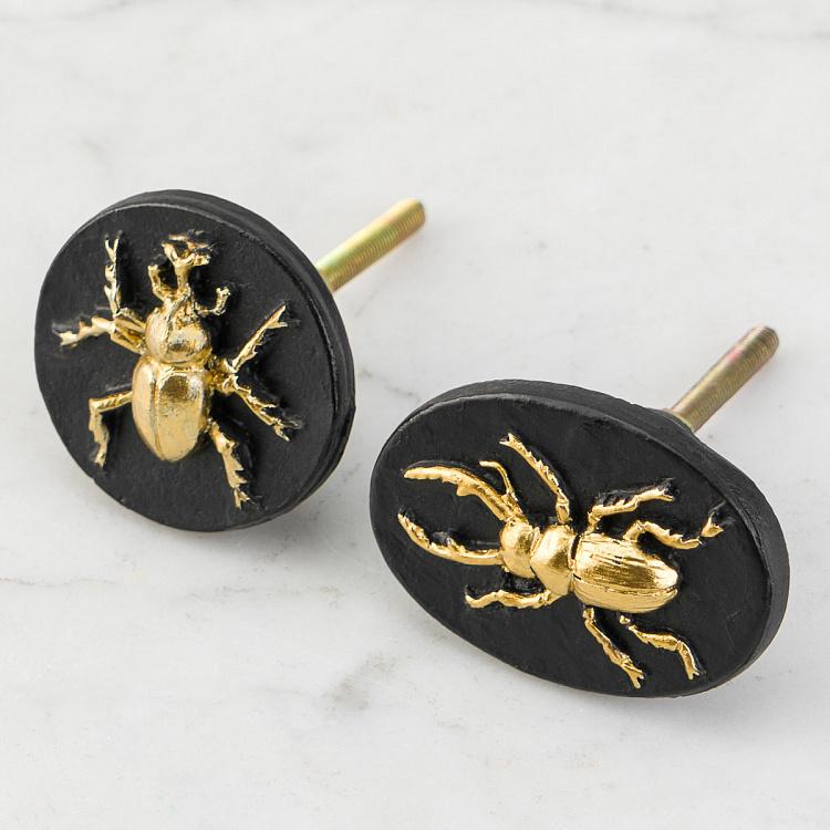 Набор из двух мебельных ручек Золотистые жуки Set Of 2 Insects Knobs
