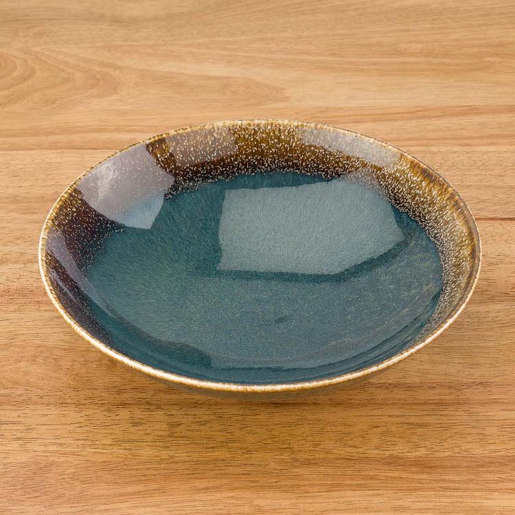 Bloom Blue And Brown Soup Plate