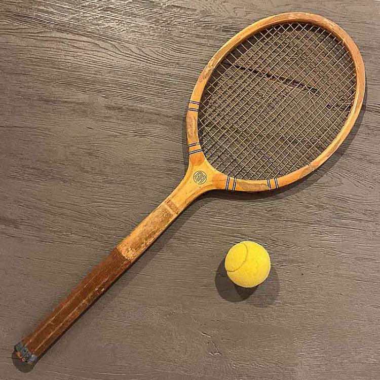 Винтажная теннисная ракетка и мяч  6 Vintage Tennis Racket And Ball 6