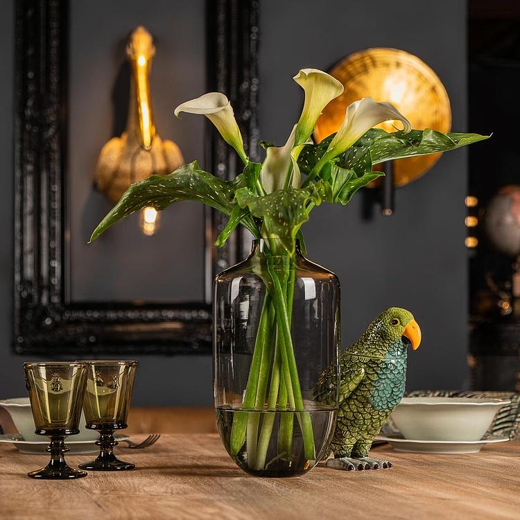 Высокая серая стеклянная ваза Колба Bulbous Grey Glass Vase Tall