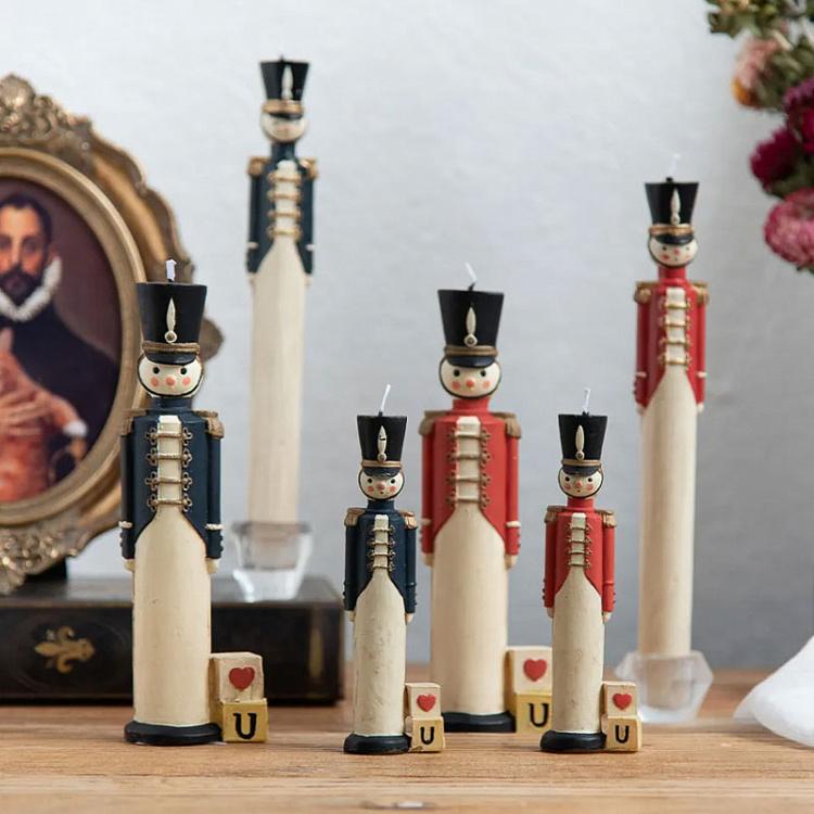 Набор из двух свечей Солдаты в синей форме Set Of 2 Paraffin Candles Soldiers In Blue Uniform