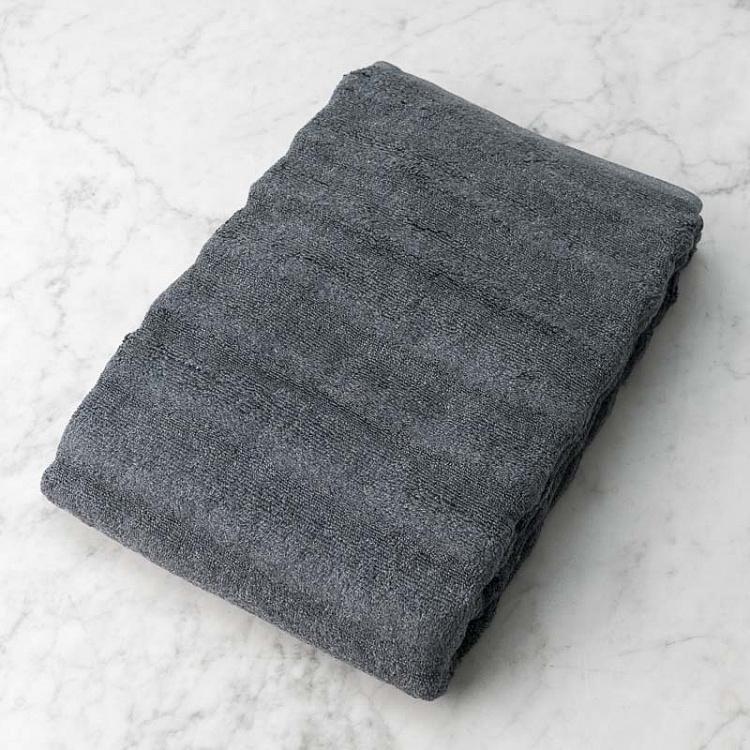 Антрацитово-серое ребристое махровое банное полотенце Пепел 70x140 см Ash Ribbed Bath Towel Anthracite 70x140 cm
