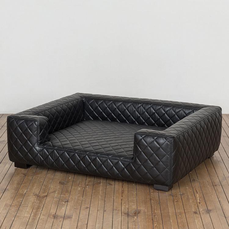 Чёрный диван для собак/кошек Эдоардо с прострочкой Бентли, L Edoardo Sofa Large, Faux Leather Black