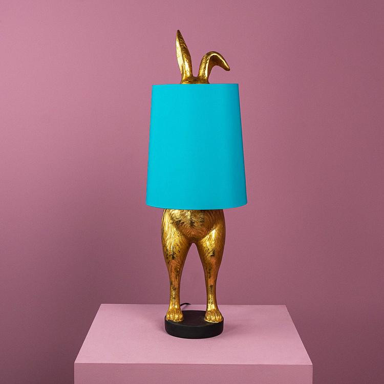 Настольная лампа Робкий кролик с бирюзовым абажуром Table Lamp Hiding Bunny Turquoise