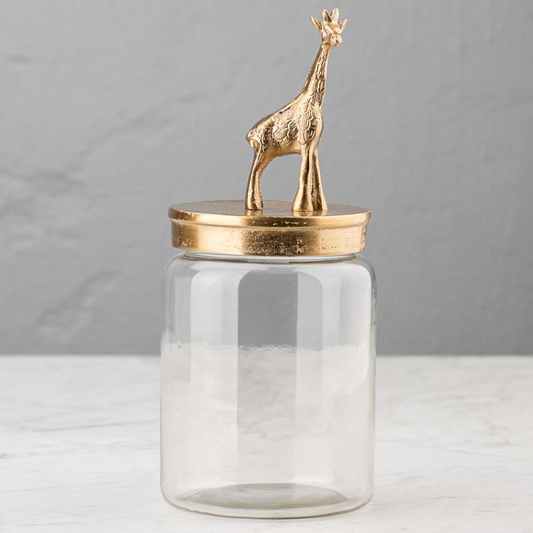 Ёмкость для хранения Золотой жираф Decorative Jar With Giraffe Figure Gold