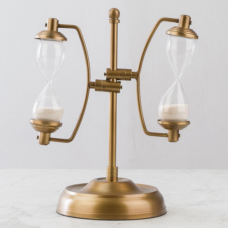 Двойные песочные часы на подставке Double Sand Timer On Brass Patina Stand