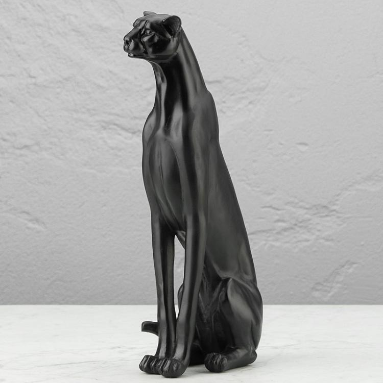 Чёрная статуэтка Сидящий леопард Sitting Leopard Black