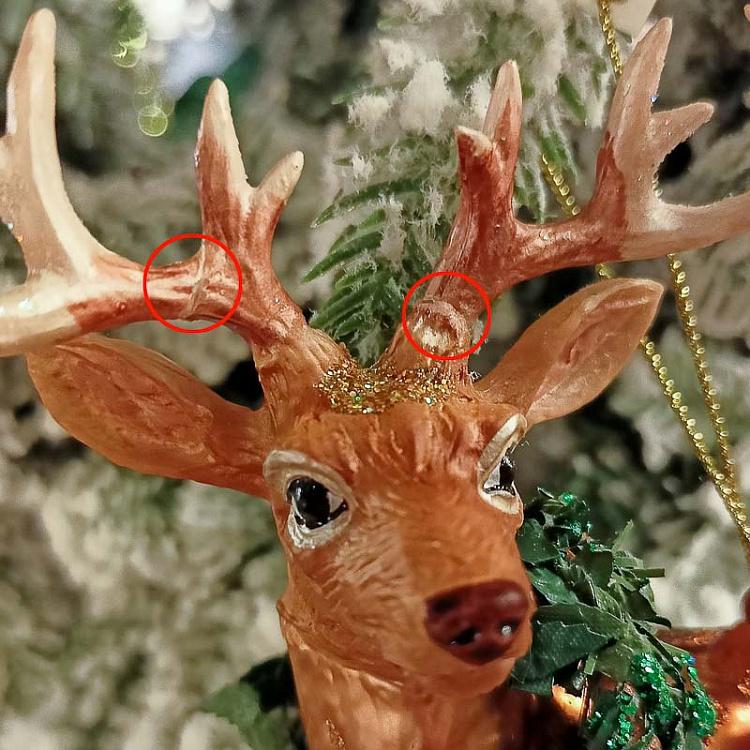 Набор из двух ёлочных игрушек Олени в прыжке дисконт1 Set Of 2 Glass Jumping Xmas Deers Brown 17,5 cm discount1