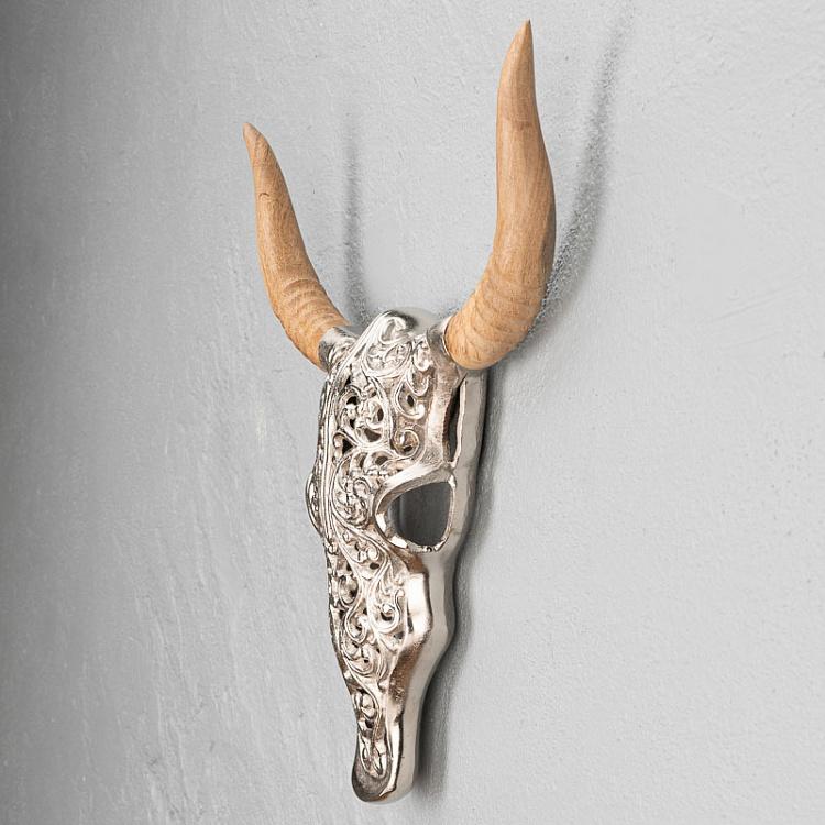 Настенное украшение Искусственный череп быка с гравировкой Wall Skull Bull Engraved