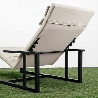 Садовый шезлонг-лежак Roxy Lounger, Black акриловая ткань Light Stone - ракурс 8