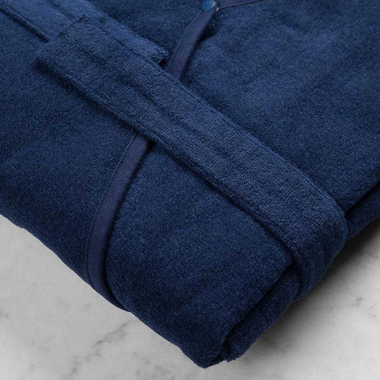 Сверхтонкий тёмно-синий халат, размер M Ultra-Thin Soft Pile Bathrobe Dark Blue M