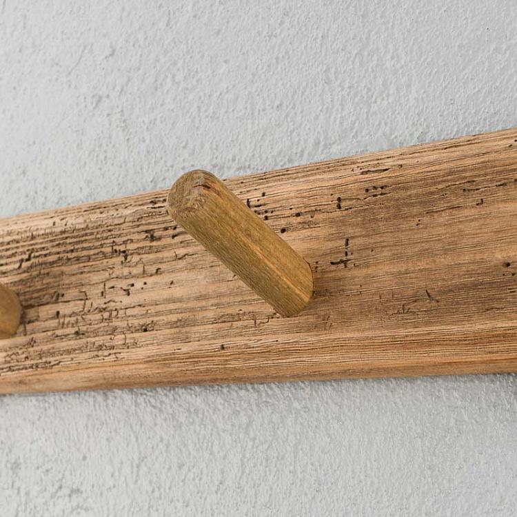 Четырёхместная деревянная настенная вешалка Rustic Wooden Coat Rack 4 Hooks