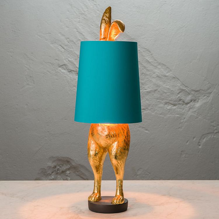 Table Lamp Hiding Bunny Gold Turquoise