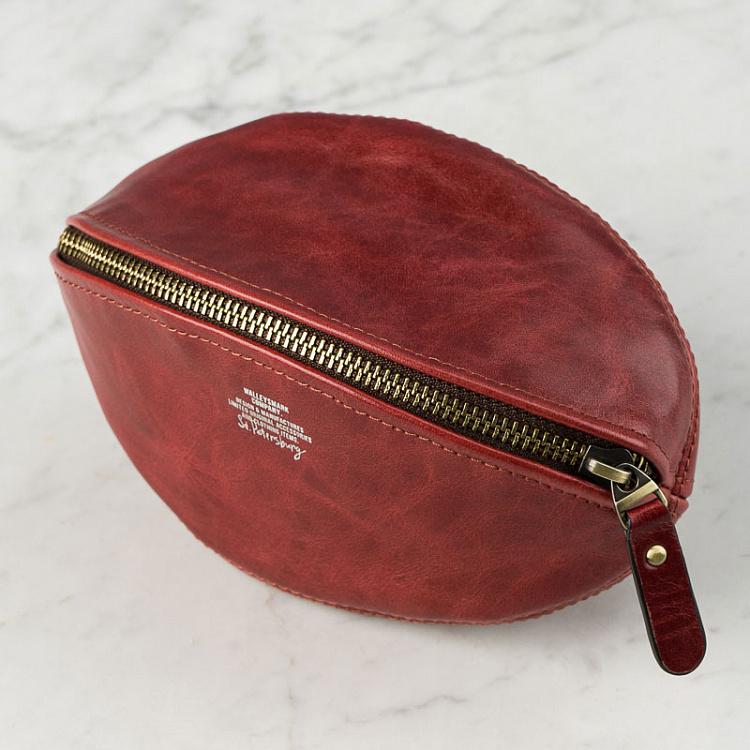 Рубиновый кожаный кошелёк-мяч Оболенский Компакт Skid Obolensky Compact, Mogok Rubens