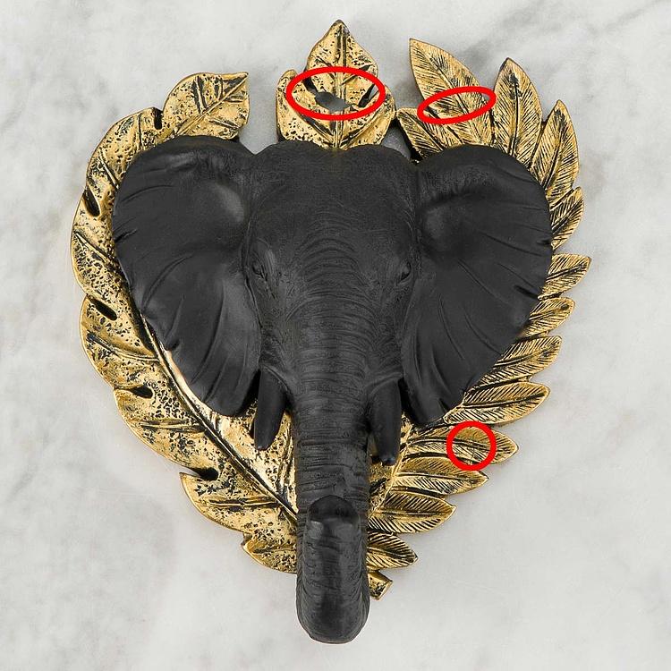 Декоративный крючок Слон в золотых листьях дисконт Elephant Hook Black And Gold discount