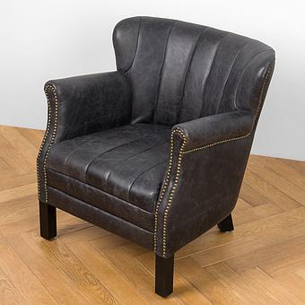 Кресло Paul Armchair With Stripes, Black Wood D натуральная кожа Antique Ebony - ракурс 6