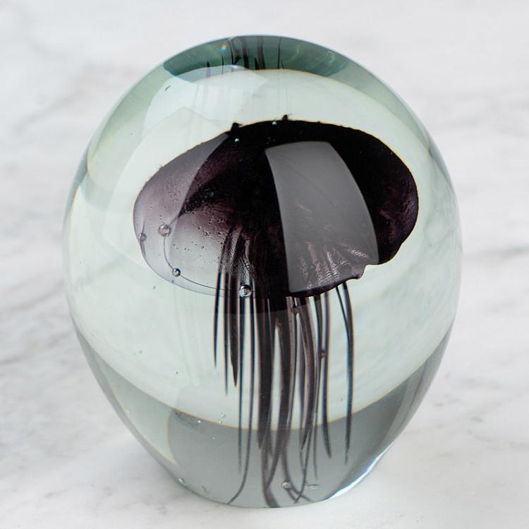 Пресс-папье Чёрная медуза Glass Paper Weight With Jellyfish