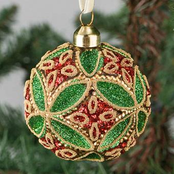 Glass Ball Red Green Gold 8 cm