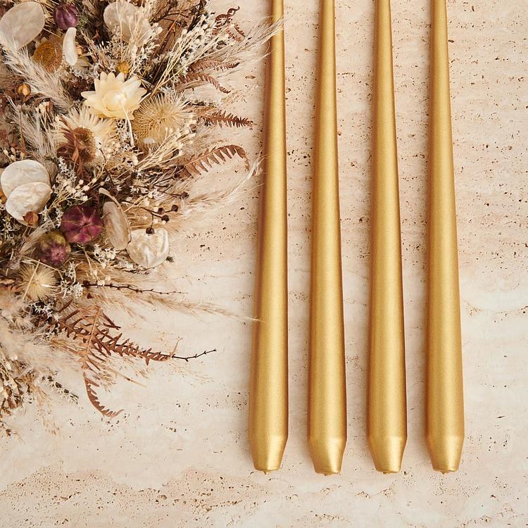 Парафиновая свеча конусная металлик Taper Candle Metallic