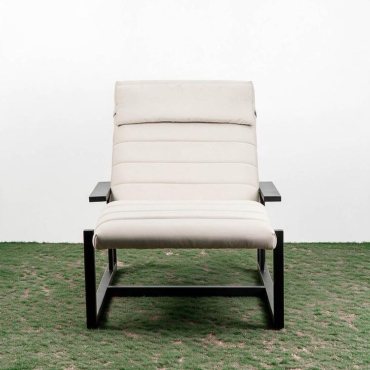 Садовый шезлонг-лежак Roxy Lounger, Black акриловая ткань Light Stone - ракурс 3