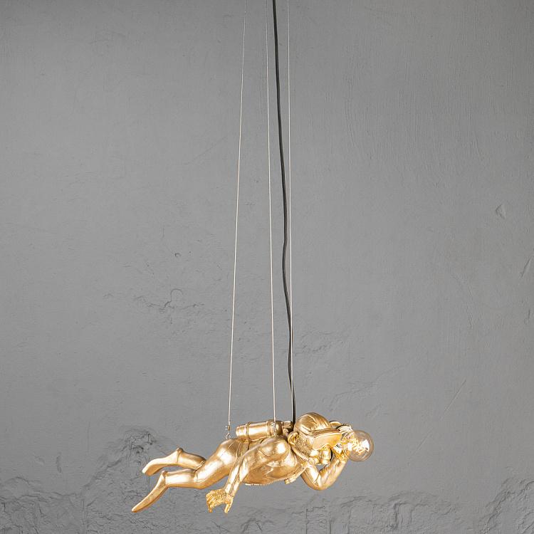 Подвесной светильник Дайвер Дэйв золотого цвета Ceiling Lamp Golden Diver Dave