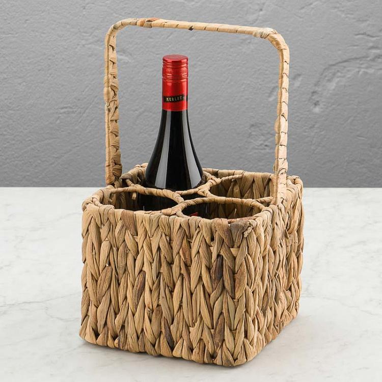 4 Bottle Rack With Handle Braided Hyacinth