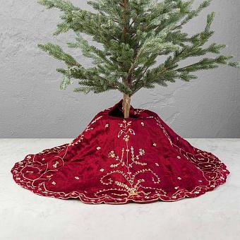 Коврик-юбка под ёлку Golden Pattern Christmas Tree Skirt Burgundy 105 cm