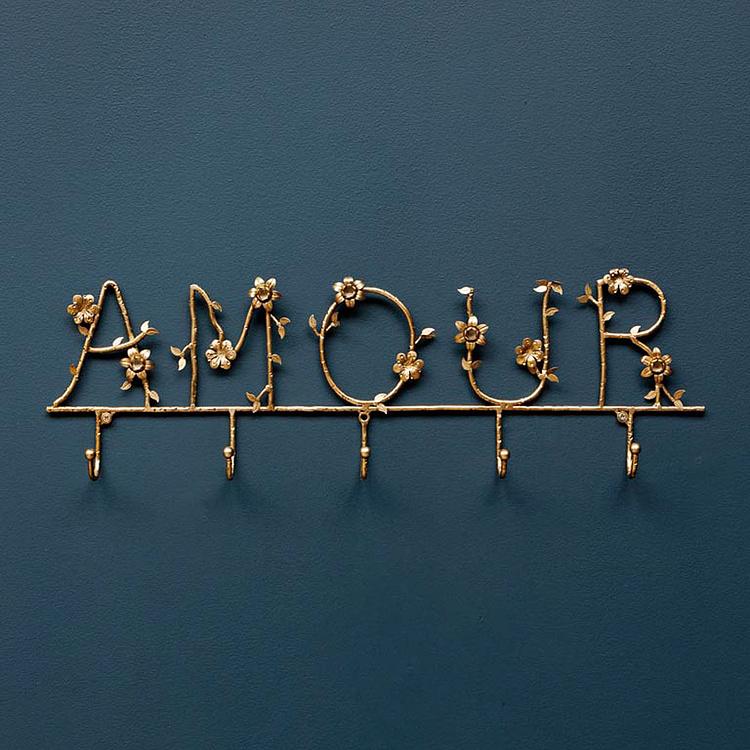 Настенная вешалка с 5 крючками Цветочная любовь Amour With Flowers Wall Coat Rack 5 Hooks