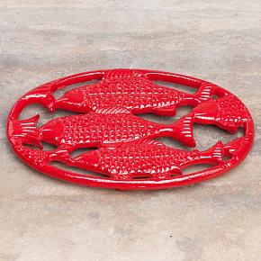 Trivet Red With Fishes