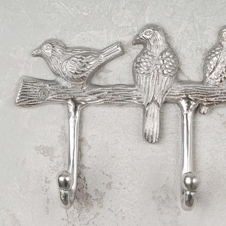 Четырёхместная настенная вешалка Птицы на ветке Metal Rack With 4 Hooks Birds