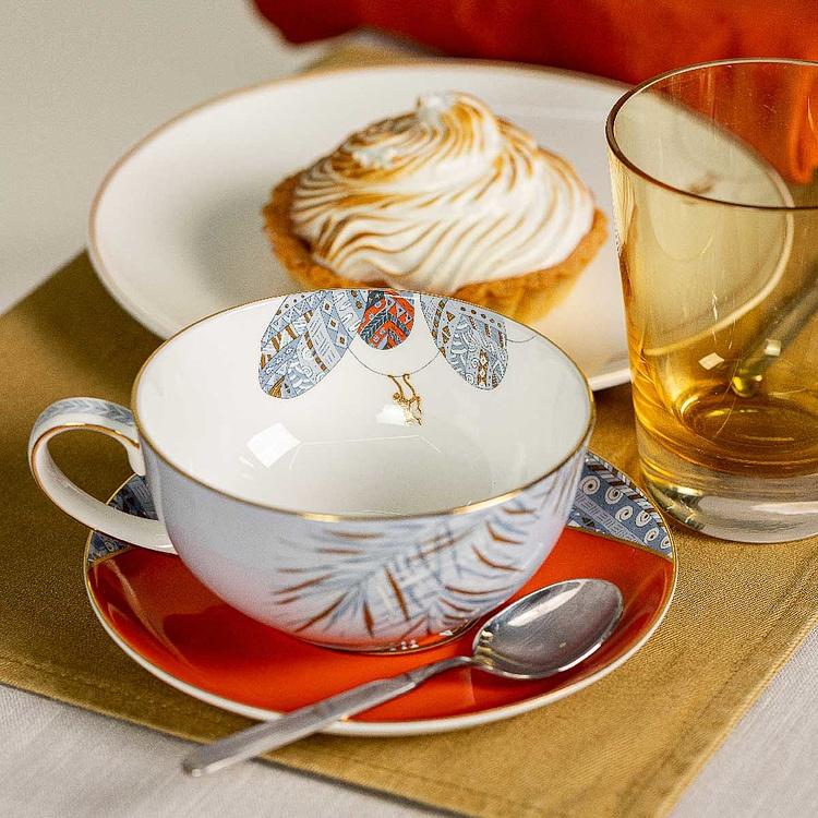 Чайная пара с деревом на кружке Африка Africa Tea Cup And Saucer Tree Blue