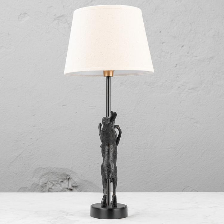 Настольная лампа с льняным абажуром Два зайца Table Lamp 2 Lievres With Shade