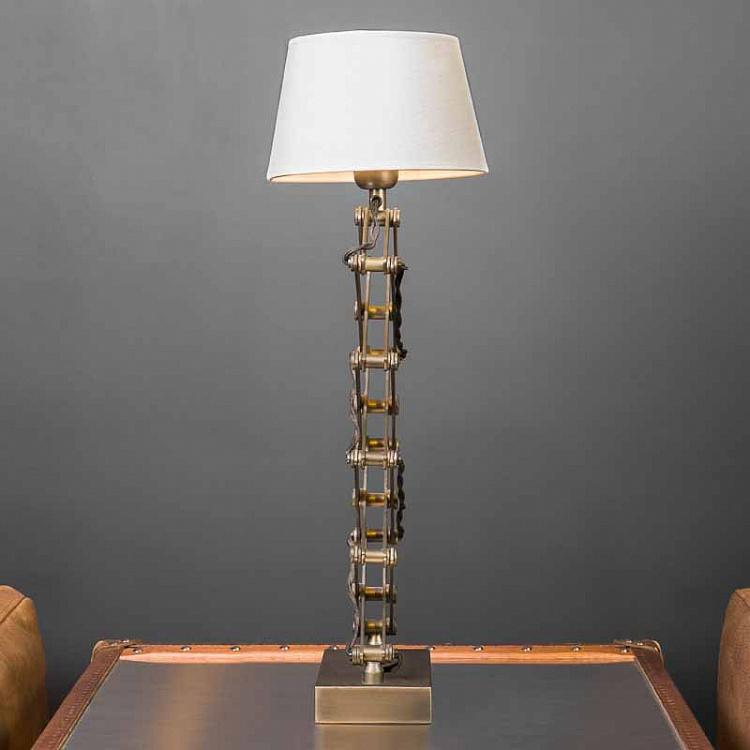 Настольная лампа с белым льняным абажуром Table Lamp Miles With Shade In Linen White