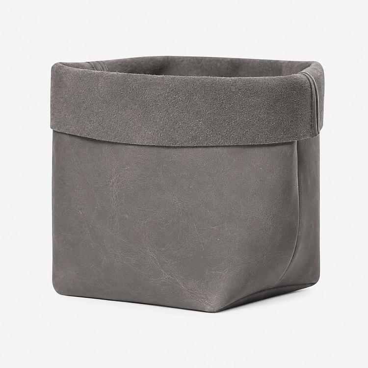 Корзина для хранения Leather Storage Basket Small натуральная кожа Smoky