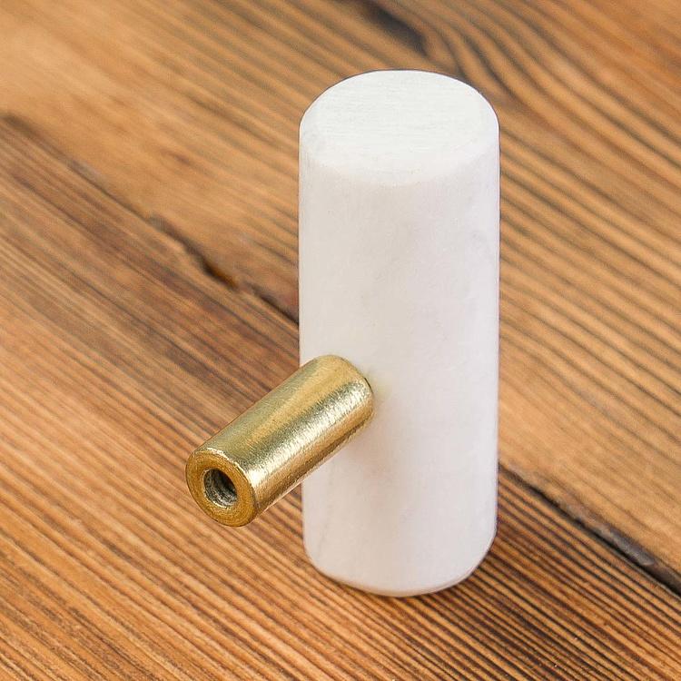 Мебельная цилиндрическая ручка из белого камня Round Bar Stone Knob White