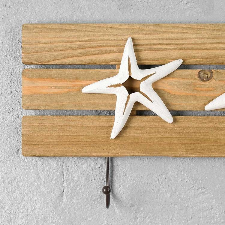 Настенная вешалка Белые морские звёзды White Starfishes Coat Rack 3 Hooks