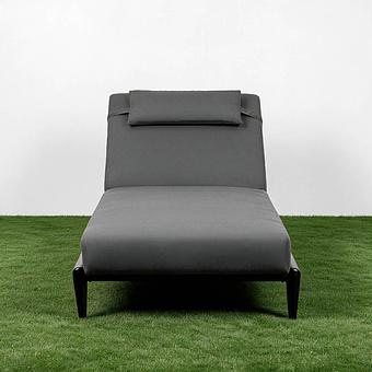 Садовый шезлонг-лежак Dune Lounger, Black акриловая ткань Anthracite Carbon - ракурс 2