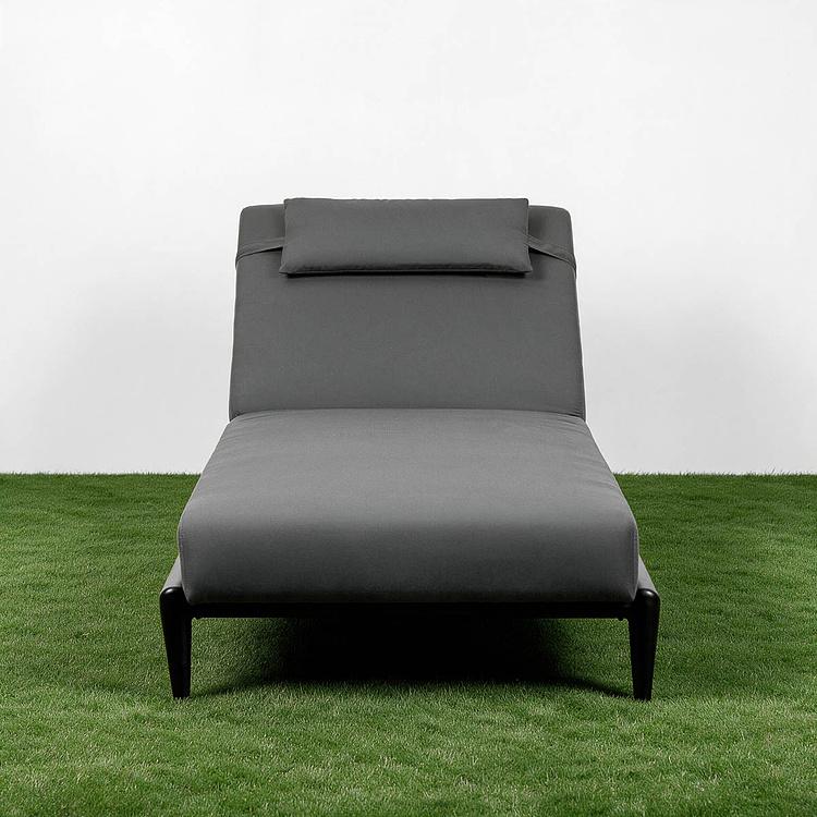 Садовый шезлонг-лежак Dune Lounger, Black акриловая ткань Anthracite Carbon - ракурс 2