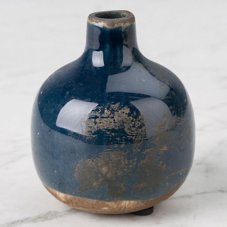 Керамическая тёмно-синяя мини-ваза Ceramic Vase Dark Blue Mini