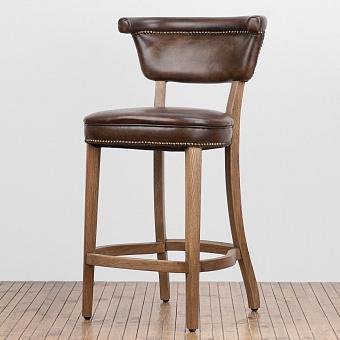 Барный стул Angeles Barstool Low, Weathered Oak натуральная кожа Vagabond Brown