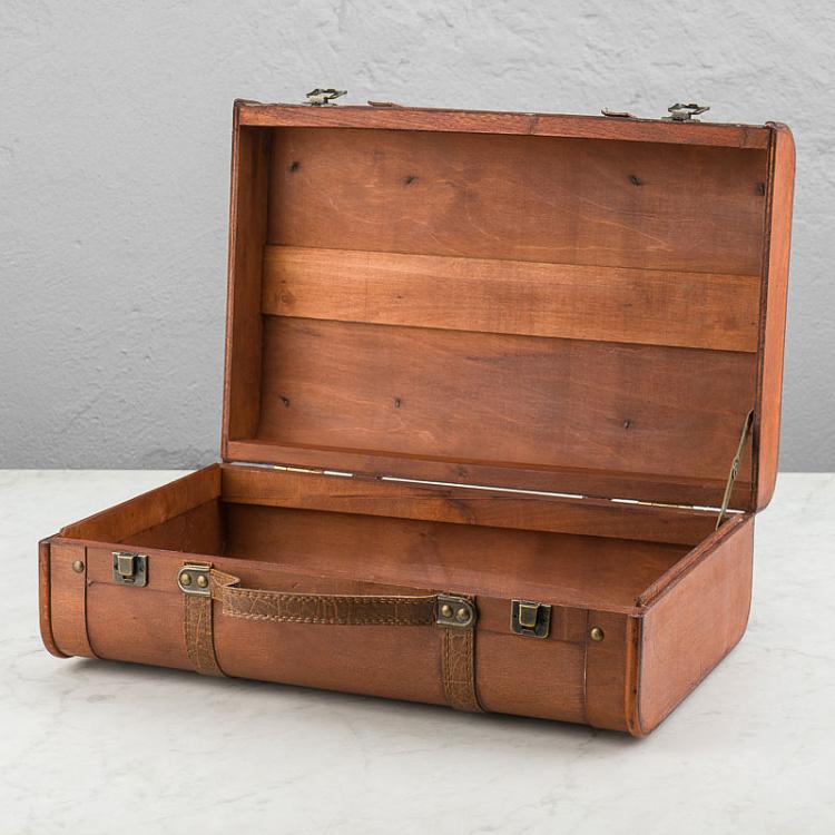 Набор из двух декоративных чемоданов из экокожи Set Of 2 Wood Suitcase Boxes Brown