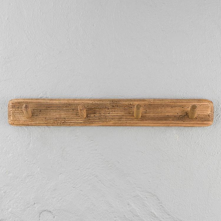 Четырёхместная деревянная настенная вешалка Rustic Wooden Coat Rack 4 Hooks