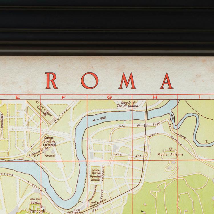 Картина-принт Карта Рима, чёрная рама Classic Map Rome, Black Wood