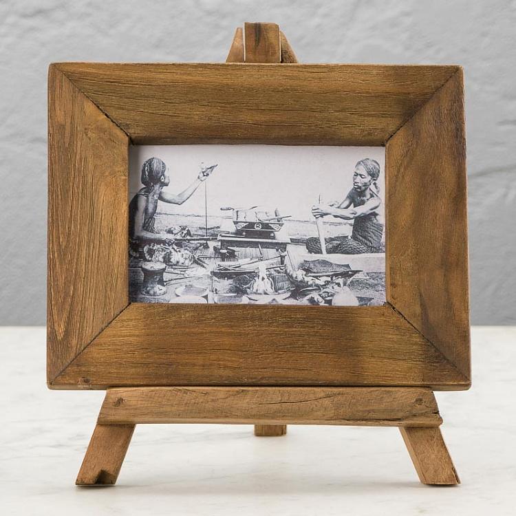Рамка для фото из тика на мольберте Recycled Teak Photo Frame On Easel