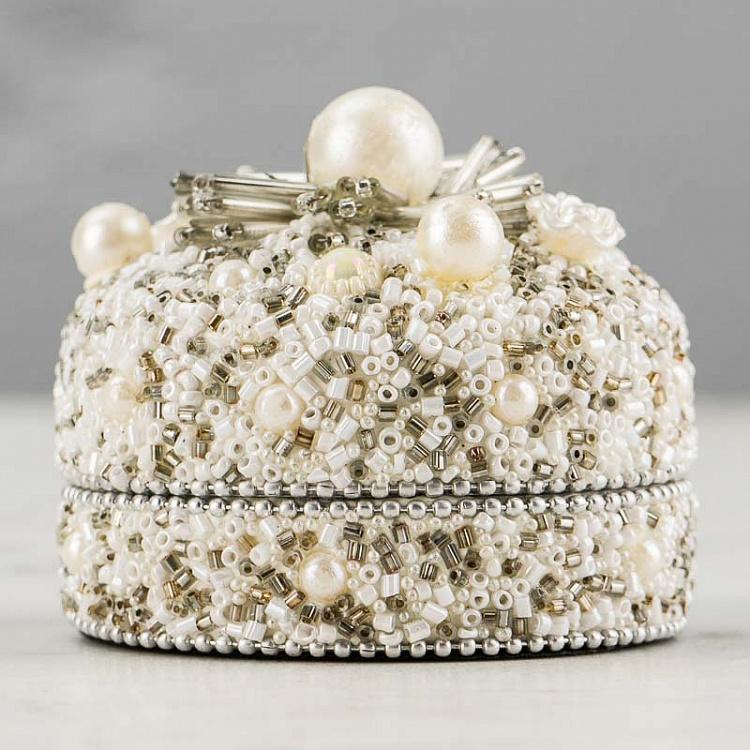 Шкатулка Жемчужина с бусинами Jewelry Box Pearl With Beads Cream White
