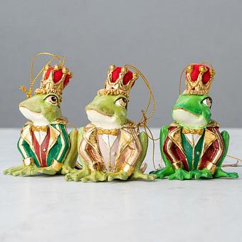 Набор из 3-х ёлочных игрушек Set Of 3 Dressed Frog Princes Green 10,5 cm