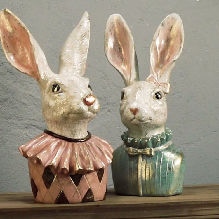 Настольная лампа Робкий кролик с бирюзовым абажуром Table Lamp Hiding Bunny Turquoise