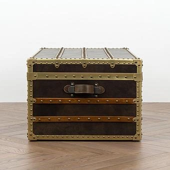 Журнальный стол-сундук Cargo Coffee Table RM натуральная кожа Antique Master - ракурс 4