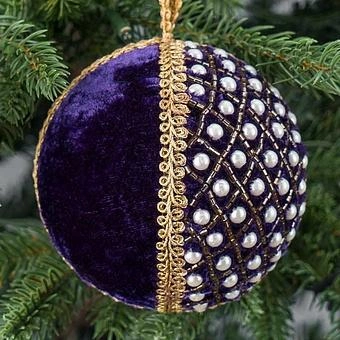 Ёлочная игрушка Pearls Ball Purple 10 cm - ракурс 2